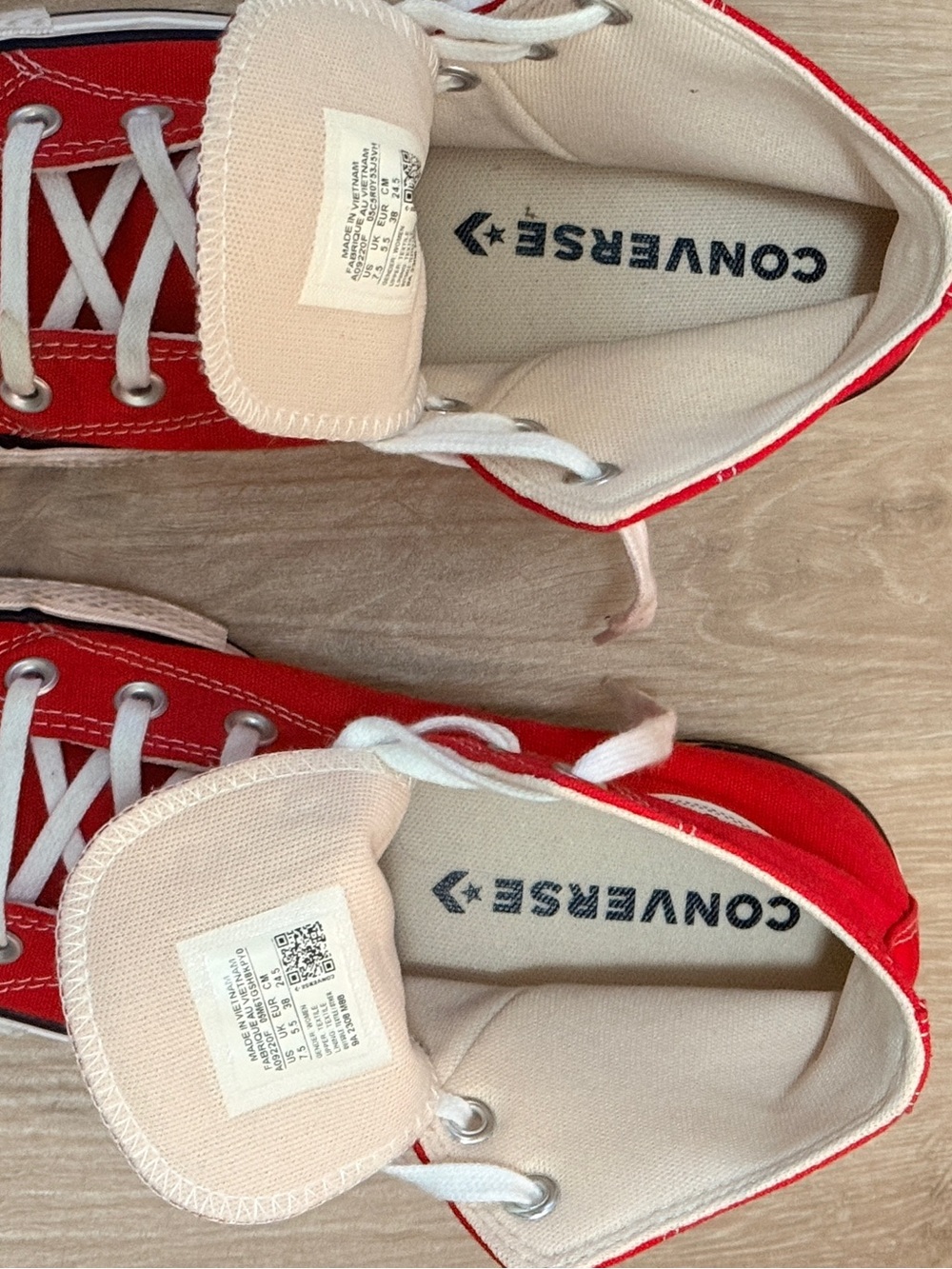 Converse Kids Light Pink and Red Canvas Sneakers